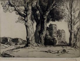 David and William Strang RA (British 19th /early 20th century), "Ruined Castle", etching,