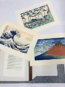 After Katushkika Hokusai (Japanese, 19th century), three woodblock prints: "Clear Day with Southerly
