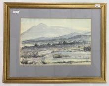 B.Cunningham (British, contemporary), landscape with distant mountain ranges, watercolour, signed