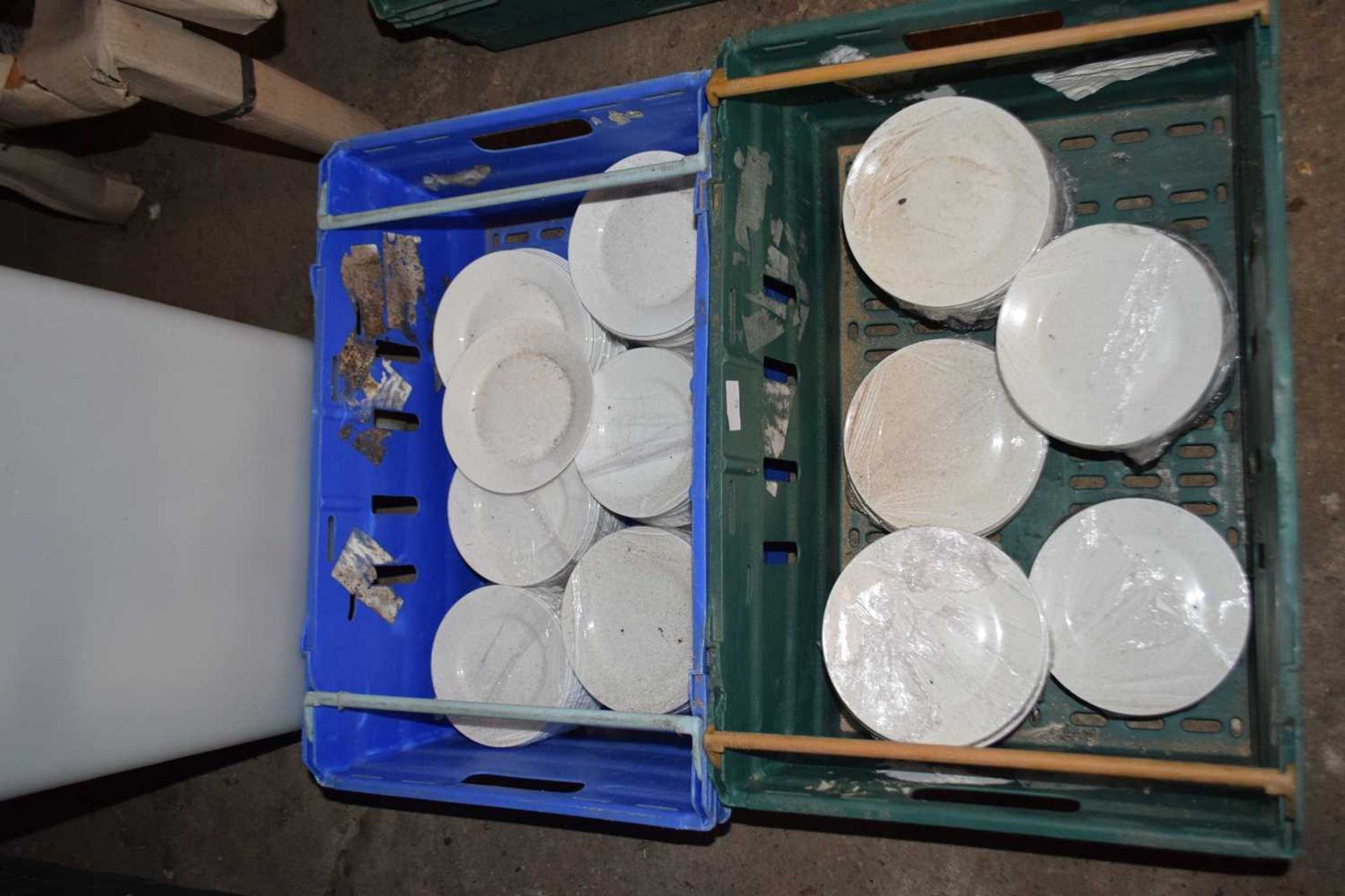 Two crates containing a large quantity of side plates, diameter 17cm - Image 2 of 2