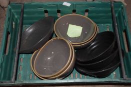 Crate containing 9 serving dishes