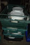 Four crates of 9 inch dinner plates