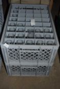 Two crates containing approximately sixty champagne flutes