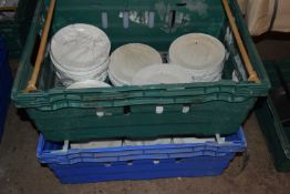 Two crates containing a large quantity of side plates, diameter 17cm