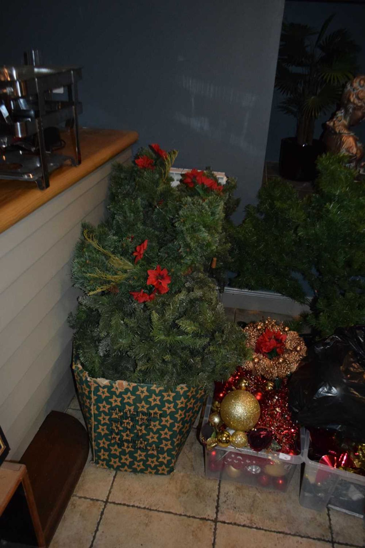 Large quantity of Christmas decorations together with Christmas trees, garlands etc - Image 2 of 3