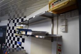 Stainless steel shelving/rack width 160 cm, overall height approx 40 cm, depth 30 cm