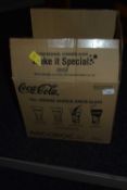 Box containing 14 branded Coca Cola 16oz glasses