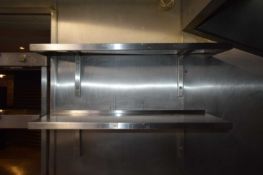 Two stainless steel shelves, width 90 cm, depth 30 cm