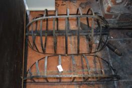 3 mixed iron hay feeders/hanging basket holders, width approx 60 cm
