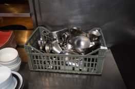 Large quantity of stainless steel gravy boats