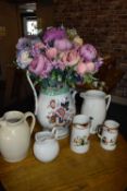 Mixed lot: Victorian floral decorated wash jug and others