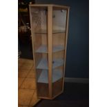 Glass fronted corner display cabinet with internal light, height 175 cm