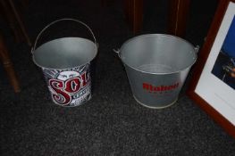 2 stainless steel ice buckets