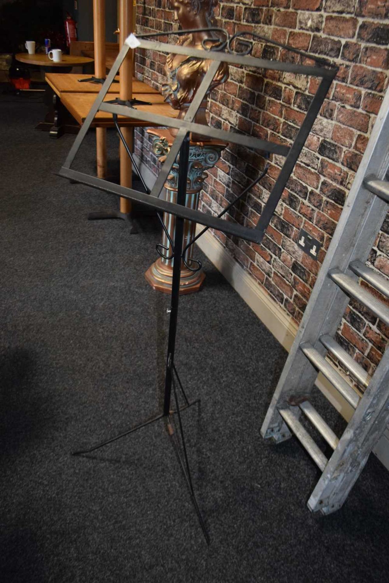 Metal music stand, height approx 130 cm