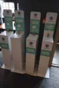 4 free standing sanitiser dispensers, overall height 120 cm, depth approx 35 cm