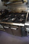 Blue Seal six rung gas cooker with underneath oven, width 90 cm, depth approx 85 cm, height approx