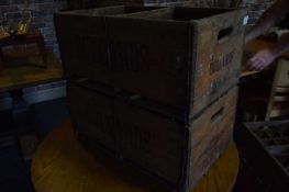 2 vintage Bullards wooden bottle crates