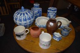 Mixed lot: Ceramics to include reproduction Oriental gourd formed vase, various tea canisters and