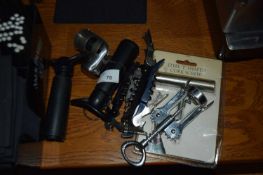 Mixed lot of wine toppers, corkscrews, bottle openers etc