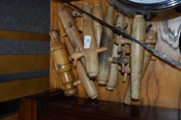 10 vintage wooden keg taps
