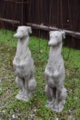 Pair of seated whippets, height 75cm