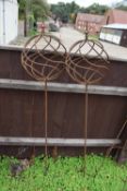 Two spiral plant supports on stems, height approx 155cm
