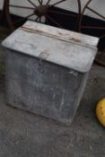 Galvanised feed bin, height 58cm, width 58cm, depth 44cm