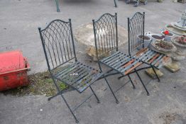 Three vintage metal folding garden chairs, height approx 90cm