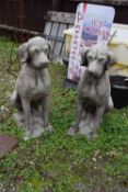 Pair of composite seated hounds, height approx 760cm
