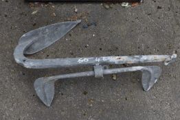 Galvanised boat anchor, height approx 80cm