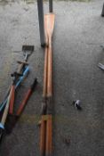 Two vintage boat oars, length 215cm