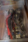 Box containing approx twenty five leather dog collars