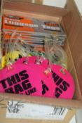 Large quantity of luggage tags