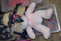 BB Soft pink teddy bear with a large quantity of Palgrave sun hats