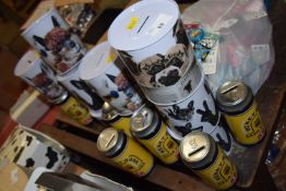 Eight animal design money boxes and a further quantity of beer money boxes