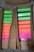 Quantity of eighteen coloured photo frames, pink, orange and green