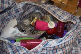 Bag containing mixed protective sleeves, bottles etc