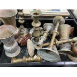 A collection of 19th Century brass ware including