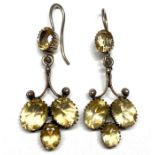 A pair of mid 20th century silver citrine drop ear