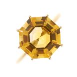 An 18ct gold citrine single-stone ring