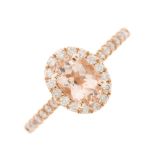 A 14ct gold morganite and diamond cluster dress ring