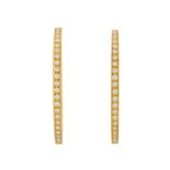 A large pair of 18ct gold diamond hoop earrings