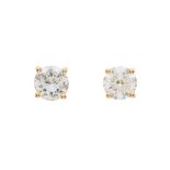 A pair of 14ct gold brilliant-cut diamond stud earrings