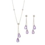 A set of 18ct gold amethyst and diamond jewellery