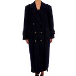 Burberry, a full-length navy blue wool and camel hair coat