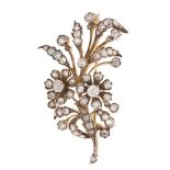 A late 19th century gold and silver, old-cut diamond floral spray brooch