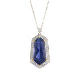 An 18ct gold iolite and diamond necklace
