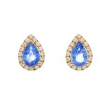 A pair of 18ct gold sapphire and diamond cluster stud earrings