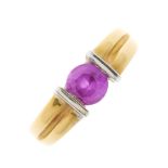 An 18ct gold pink sapphire single-stone ring