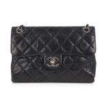 Chanel, a black caviar leather single flap handbag